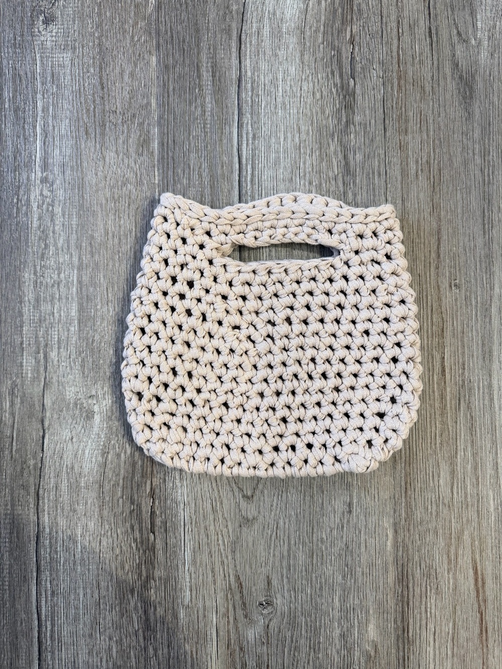HANDMADE Taupe Crochet Mini Purse